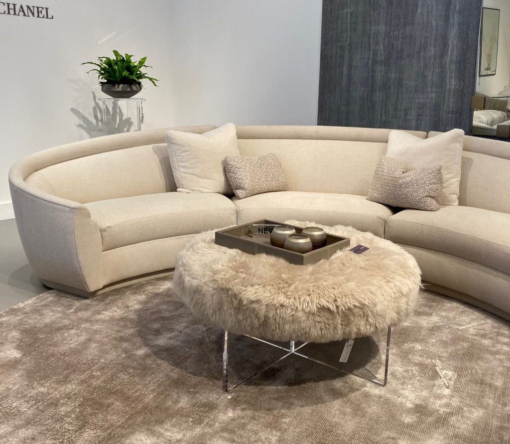 Interlude Home Curved Sofa at High Point Market
